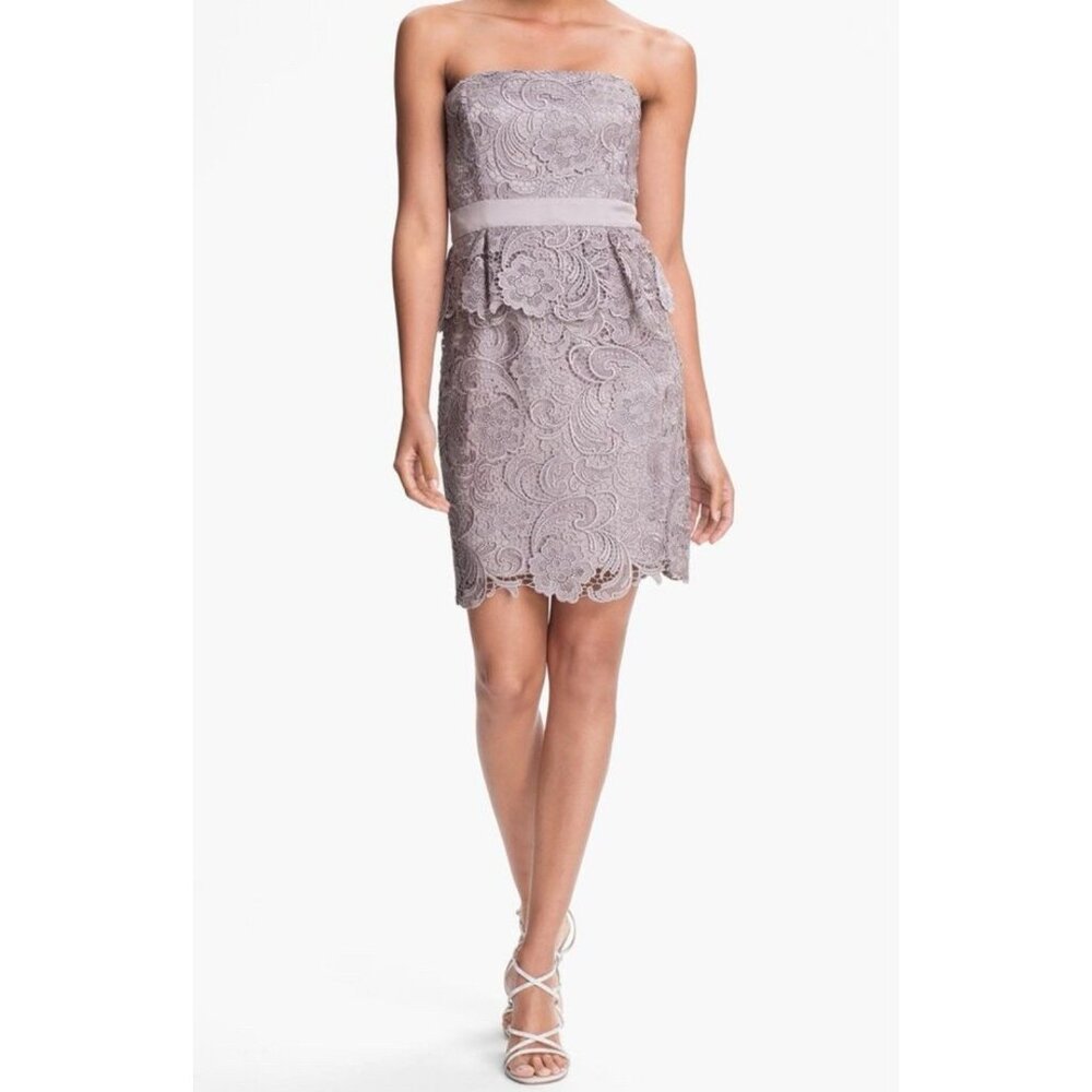 Adrianna Papell Dress 10 Pewter Light Lilac/Gray W Bra Wedding Party Cruise